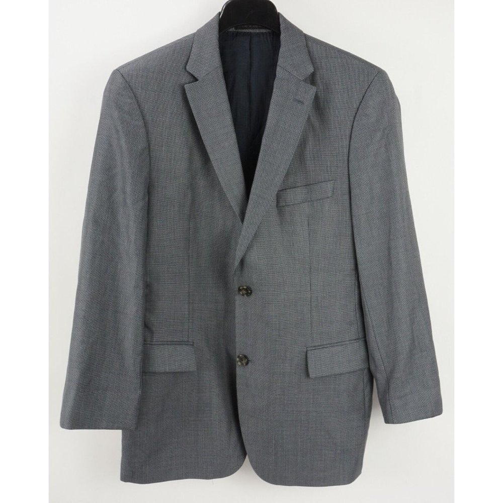 Hugo Boss Pasini 2 Silk - Wool Men's 42R Blue Gray Woven Notch Lapel Blazer